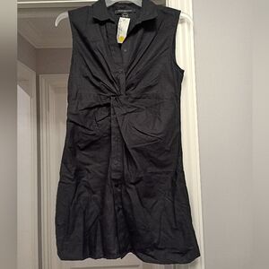 French Connection Elegant Black Linen Blend Sleeveless Dress Women's Size 4 New